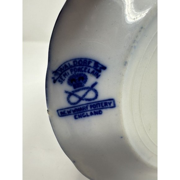 Antique WHARF POTTERY 6” Scalloped Edge WALDORF Semi Porcelain Bread Plate 1800s - Picture 7 of 7